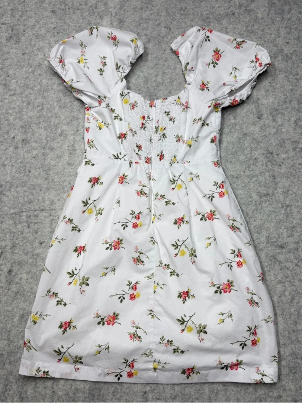 Abercrombie & Fitch Floral Milkmaid MiniDress White Cottagecore PuffSleeve Small - Picture 15 of 15